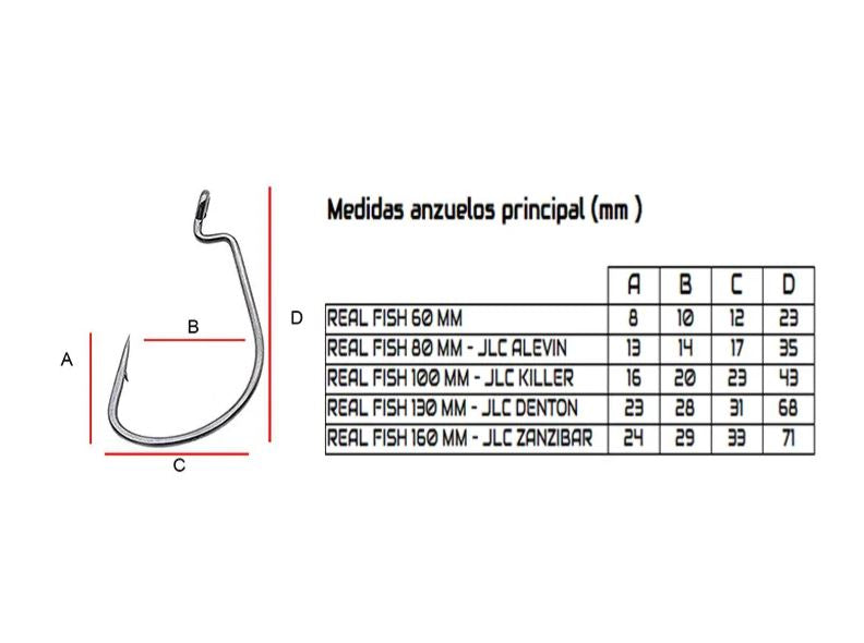 Real Fish Main Hook 80 mm - 7 pack
